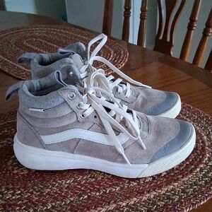 Vans Gray and White High-Top Sneakers Mens Sz.5.5...2omans Sz.7